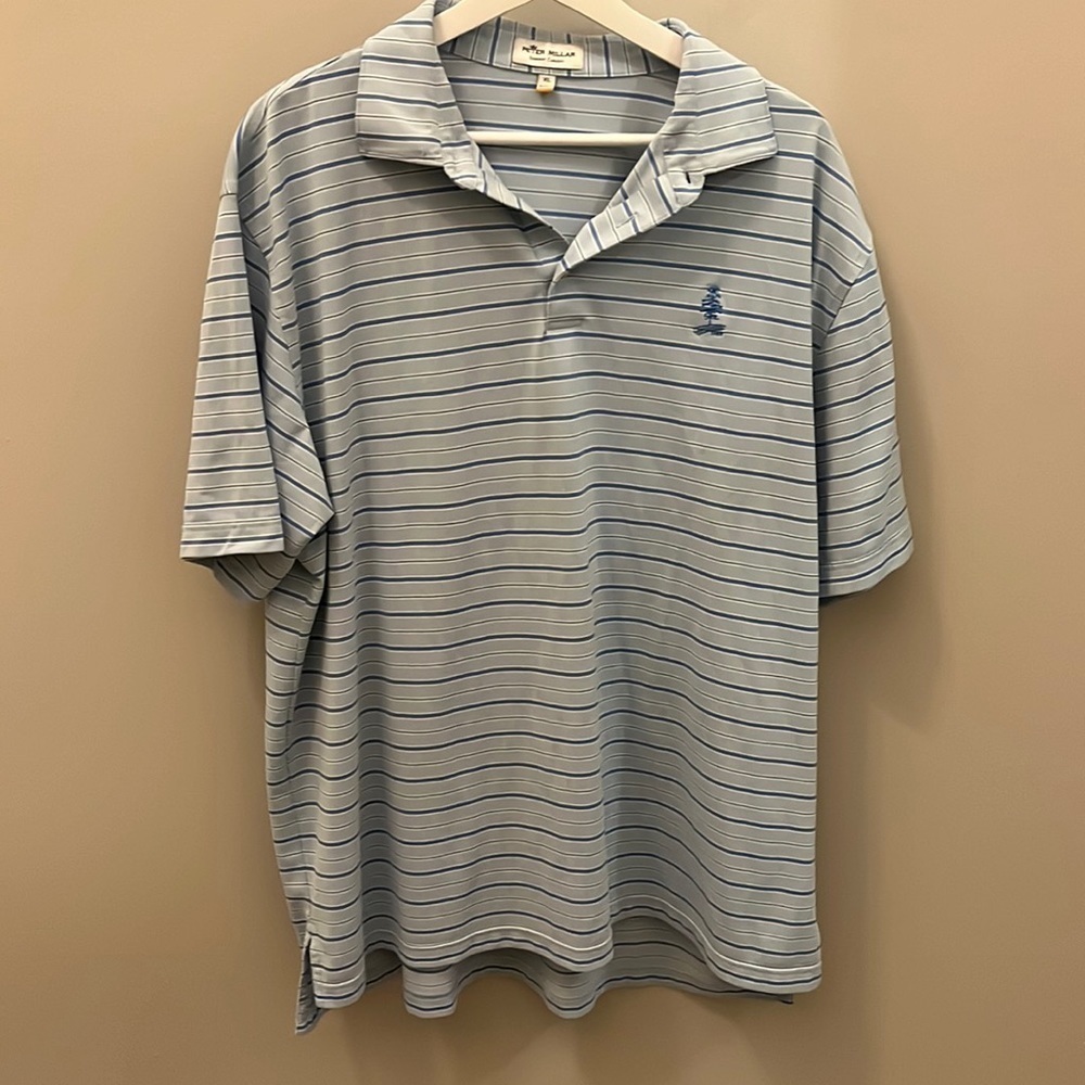 Peter Millar Men’s Polo Shirt Short Sleeves Striped Size XL Blue